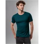 Grüne Halblangärmelige Trigema T-Shirts mit Knopf aus Baumwolle enganliegend für Herren 1-teilig 