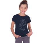 Blaue Kurzärmelige Trigema Nachhaltige Kinder T-Shirts mit Glitzer mit Knopf aus Baumwolle Größe 152 1-teilig 
