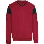 Rubinrote Langärmelige Trigema V-Ausschnitt Shirts mit Tasche aus Baumwolle für Herren Größe 4 XL Große Größen für den für den Frühling 