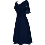 Royalblaue Unifarbene Elegante Langärmelige Schulterfreie Kurze Abendkleider mit Glitzer aus Leinen für Damen Größe L für den für den Sommer 