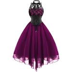 Pinke Unifarbene Gothic Langärmelige Kurze Abendkleider mit Glitzer aus Jersey Handwäsche für Damen Größe S für Partys für den für den Sommer 
