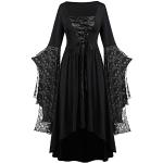 Schwarze Gothic Langärmelige Kurze Abendkleider mit Totenkopfmotiv aus Chiffon für Damen Größe 4 XL Große Größen für die Braut für den für den Sommer 