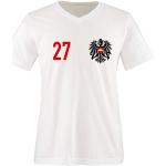 Trikot - ÖSTERREICH - 27 - Herren V-Neck T-Shirt - Weiss/Rot-Schwarz Gr. XXL