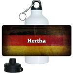 Eurofoto Trinkflasche mit Namen Hertha und schöner Deutschland Flagge, aus Aluminium