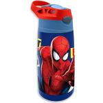 Spider Man Trinkflasche Stahl 450ml, Hochwertige Thermo Trinkflasche aus rostfreiem Stahl mit Push-Pull-System, Strohhalm und Verschlusskappe, KL85938, Kids Licensing, Bunt