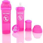 Pinke Antikolik Babyflaschen aus Silikon 
