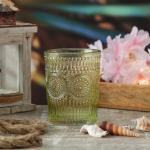 Reduzierte Grüne Blumenmuster Vintage Glasserien & Gläsersets aus Glas 4-teilig 