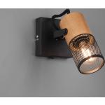 Trio Schwenkbarer LED Wandstrahler - Spotleuchte Metallgeflecht Gitterlampe mit Holz