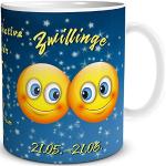 Emoji Smiley Lustige Kaffeetassen mit Sternzeichen-Motiv spülmaschinenfest 