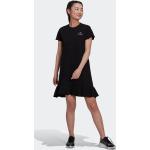 Reduzierte Schwarze adidas Trefoil Frühlingskleider aus Baumwolle für Damen Größe XS 