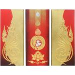 Rote Asiatische Oriental Galerie Leinwandbilder Vergoldete aus Acrylglas handgemacht 3-teilig 