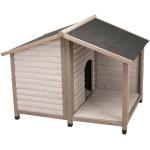 Graue Trixie Hundehütten mit Terrasse aus Holz 