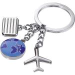 Blaue Schlüsselanhänger & Taschenanhänger mit Flugzeug-Motiv aus Metall 