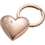 Troika Schlüsselanhänger Herz Rosy Heart mit persönlicher Laser-Gravur und DREI Swarovski Elements Kristallen verdelt mit rosegoldfarbener Beschichtung
