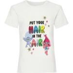 Weiße Kurzärmelige Trolls Kinder T-Shirts mit Blumenmotiv aus Baumwolle für Mädchen Größe 128 