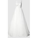 Beige Bestickte Ärmellose Troyden Collection V-Ausschnitt Brautkleider & Hochzeitskleider aus Polyester für Damen Größe XS für die Braut 