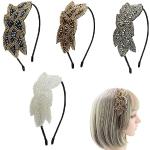Dunkelblauer Vintage 20er Jahre Haarschmuck mit Perlen aus Kristall mit Strass für Damen 4-teilig 