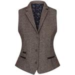 Braune Vintage Tweed-Sakkos aus Tweed für Damen Übergrößen 