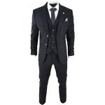 Schwarze Karo Vintage Businesskleidung aus Tweed für Herren Größe XXL 3-teilig 