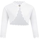 Weiße Elegante Langärmelige Atmungsaktive Mini V-Ausschnitt Kinderübergangsjacken aus Jersey für Mädchen Größe 140 für den für den Frühling 