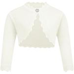 Weiße Elegante Atmungsaktive Mini V-Ausschnitt Kinderübergangsjacken aus Jersey für Mädchen Größe 140 für den für den Frühling 