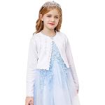 Weiße Elegante Langärmelige Mini Kinderübergangsjacken aus Spitze für Mädchen 