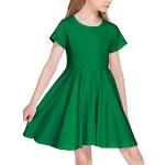 Reduzierte Grüne Unifarbene Kurzärmelige Rundhals-Ausschnitt Kindershirtkleider für Mädchen Größe 110 für den für den Sommer 