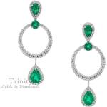 Smaragdgrüne Elegante Runde Diamant Ohrringe glänzend mit Smaragd handgemacht 