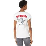 Weiße Kurzärmelige True Religion V-Ausschnitt T-Shirts aus Baumwolle für Damen Größe M 