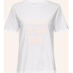 Weiße Langärmelige True Religion Rundhals-Ausschnitt T-Shirts aus Baumwolle für Damen Größe M 
