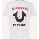 Reduzierte Weiße True Religion Playboy Rundhals-Ausschnitt T-Shirts aus Baumwolle für Herren Größe XXL 