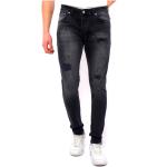 Reduzierte Schwarze Slim Fit Jeans mit Knopf aus Baumwolle für Herren 