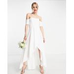 Reduzierte Weiße Kurzärmelige True Violet Maxi Schulterfreie Sommerkleider mit Reißverschluss für Damen Größe M zur Hochzeit 