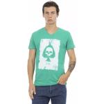 Reduzierte Grüne Trussardi V-Ausschnitt T-Shirts für Herren Größe S 