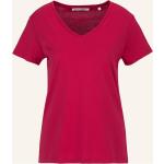 Reduzierte Rote Kurzärmelige Trusted Handwork V-Ausschnitt T-Shirts aus Baumwolle für Damen Größe XS 