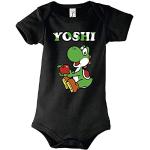Schwarze Kurzärmelige Super Mario Yoshi Kinderkurzarmbodys für Babys 