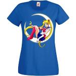 Royalblaue Sailor Moon T-Shirts für Damen Größe L 