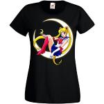 Schwarze Sailor Moon T-Shirts für Damen Größe XXL 