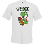 Weiße Super Mario Yoshi T-Shirts für Herren Größe L 