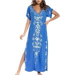 Himmelblaue Pin Up Langärmelige V-Ausschnitt Kurze Abendkleider mit Glitzer aus Spitze für Damen Größe S für Partys für den für den Sommer 