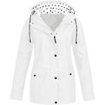 Weiße Casual Wasserdichte Atmungsaktive Mini Kurzjacken & Cropped-Jackets aus Chiffon mit Kapuze für Damen Größe L für Partys für den für den Herbst 
