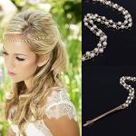 Goldener Minimalistischer Brauthaarschmuck mit Perlen handgemacht für Damen für die Braut 