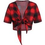 Rote Maritime Langärmelige Shirts mit Tasche aus Chiffon für Damen Größe XL für den für den Sommer 