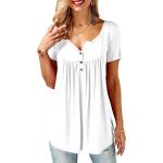 Beige Casual Kurzärmelige V-Ausschnitt T-Shirts mit Knopf für Damen für den für den Sommer 
