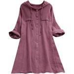 Pinke Vintage Langärmelige One Shoulder T-Shirts mit Schmetterlingsmotiv mit Reißverschluss aus Leinen für Damen Größe 3 XL für den für den Herbst 