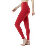 TSLA Damen High Waist Yoga-Hosen mit Taschen, Bauchkontrolle Yoga Leggings, Non-See-Through 4 Way Stretch Workout Tights, Fyp72 1pack - Red, M