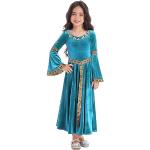 Hellblaue Bestickte Gothic Langärmelige Bestickte Kinderkleider mit Reißverschluss für Mädchen Größe 146 