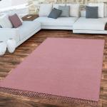 Rosa Unifarbene Rechteckige Design-Teppiche aus Baumwolle 