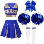 Blaue V-Ausschnitt Cheerleader-Kostüme für Kinder Größe 158 