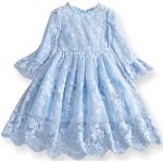Blaue Bestickte Kinderfestkleider Handwäsche für Mädchen 